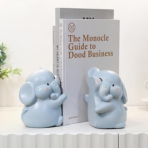 Miniatura 4 de Lindos sujetalibros decorativos de elefantes que se abrazan, sujetalibros únicos para sostener libros, soporte creativo de resina para decoración de