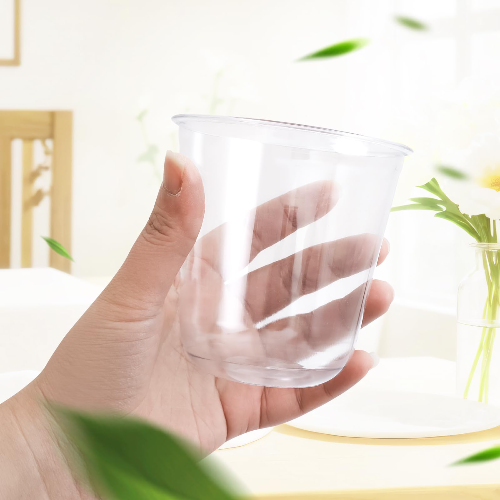Disposable Stemless Glasses 12oz Crystal Plastic Cups Disposable Cold Party Drinking Cups Wine Glasses for Meeting Weddings Birthdays Cocktail Christmas Party Supplies (Clear, 50 Pcs) — Amazon image 4