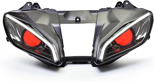 Miniatura 2 de KT - Conjunto de faros para YZF R6 2008-2016, faro delantero con haz alto y bajo, DRL y señal direccional ámbar (rojo)