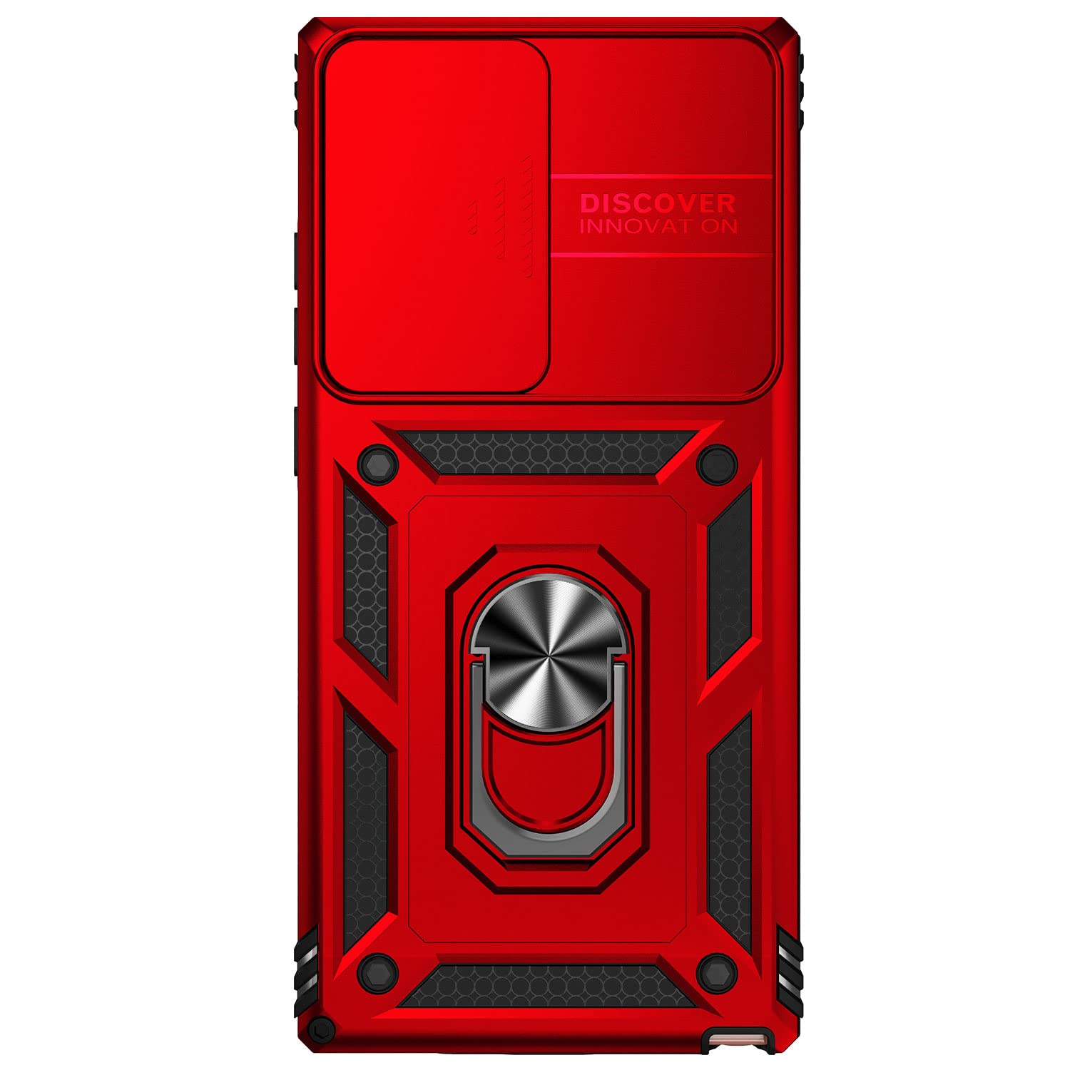 Jiyu Funda Compatible con Samsung Galaxy Note20 Ultra Carcasă Armor Militar Cubierta de Cámara Deslizante Proteger Fundas con 360 Full Protección Anillo Soporte Silicona Estuche Cover Case,Rojo — view 9