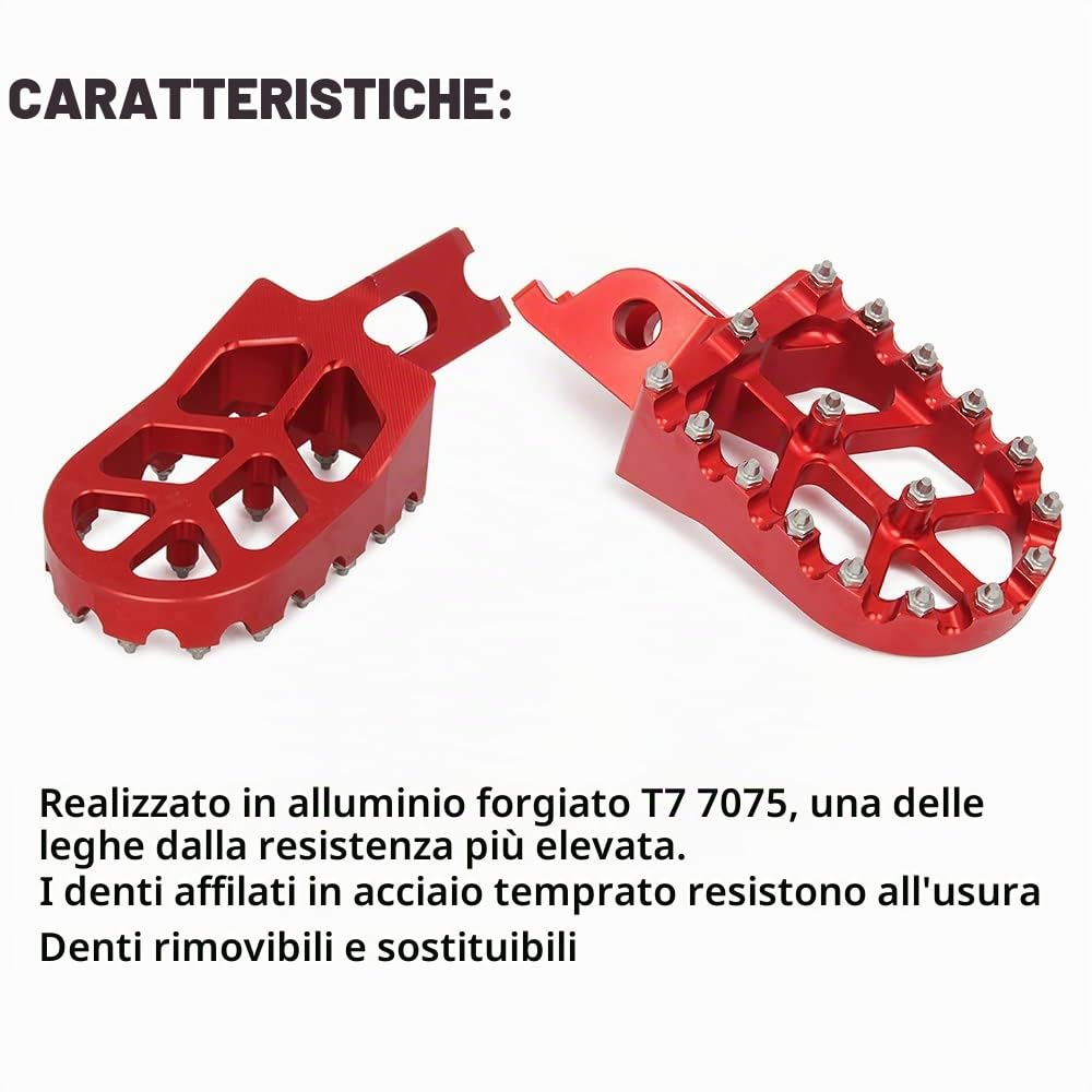 Pedane Moto Rosse,Poggiapiedi per CR125 CR250 CRF150R CRF250R CRF250X CRF250RX CRF250L CRF250M CRF300L CRF450R CRF450RX CRF450X CRF450L CRF450RL CRF1000L CRF1100L