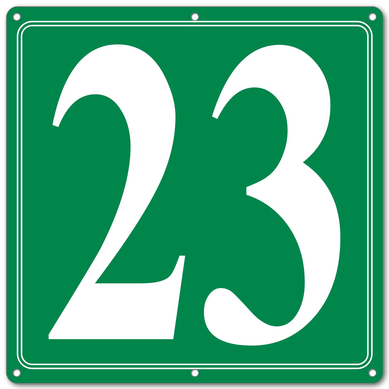 i-CowFun Premium Aluminum Number Signs 23, Metal 12" X 12" Green Numbered Signs Outdoor for Parking Lots, Floor, Dock, Court, Aisle, Field, High