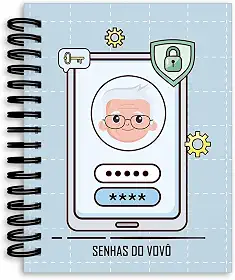 Caderno de Senha Vovó e Vovô Tamanho A5 (Vovô, Azul)