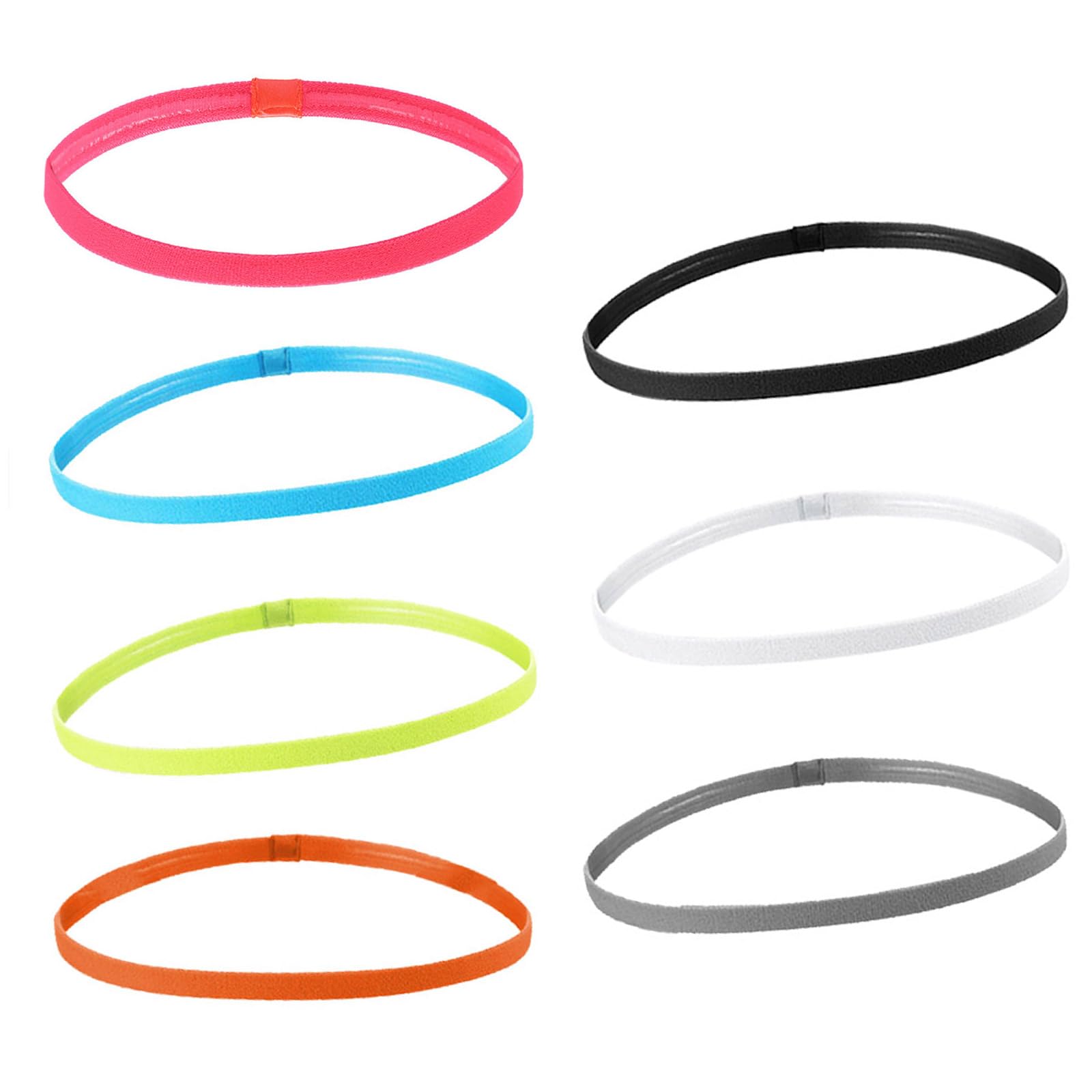 alloneslife 7 diademas deportivas elásticas finas antideslizantes con agarre de silicona que absorbe el sudor para fútbol, correr, baloncesto, fitness, finas, transpirables, absorben el sudor
