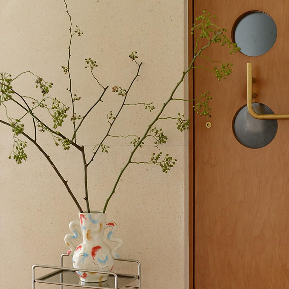 Jarrón de cerámica Jarrón de cerámica Doble Oreja Pintado a Mano, decoración del hogar, florero for arreglos Florales Artificiales Frescos Florero