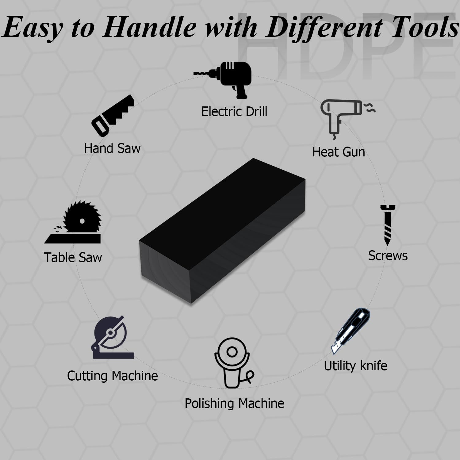 HDPE Plastic Sheet Block - Black, 3" x 12" -3 HDPE Plastic Sheet Block - Black, 3" x 12" -3
