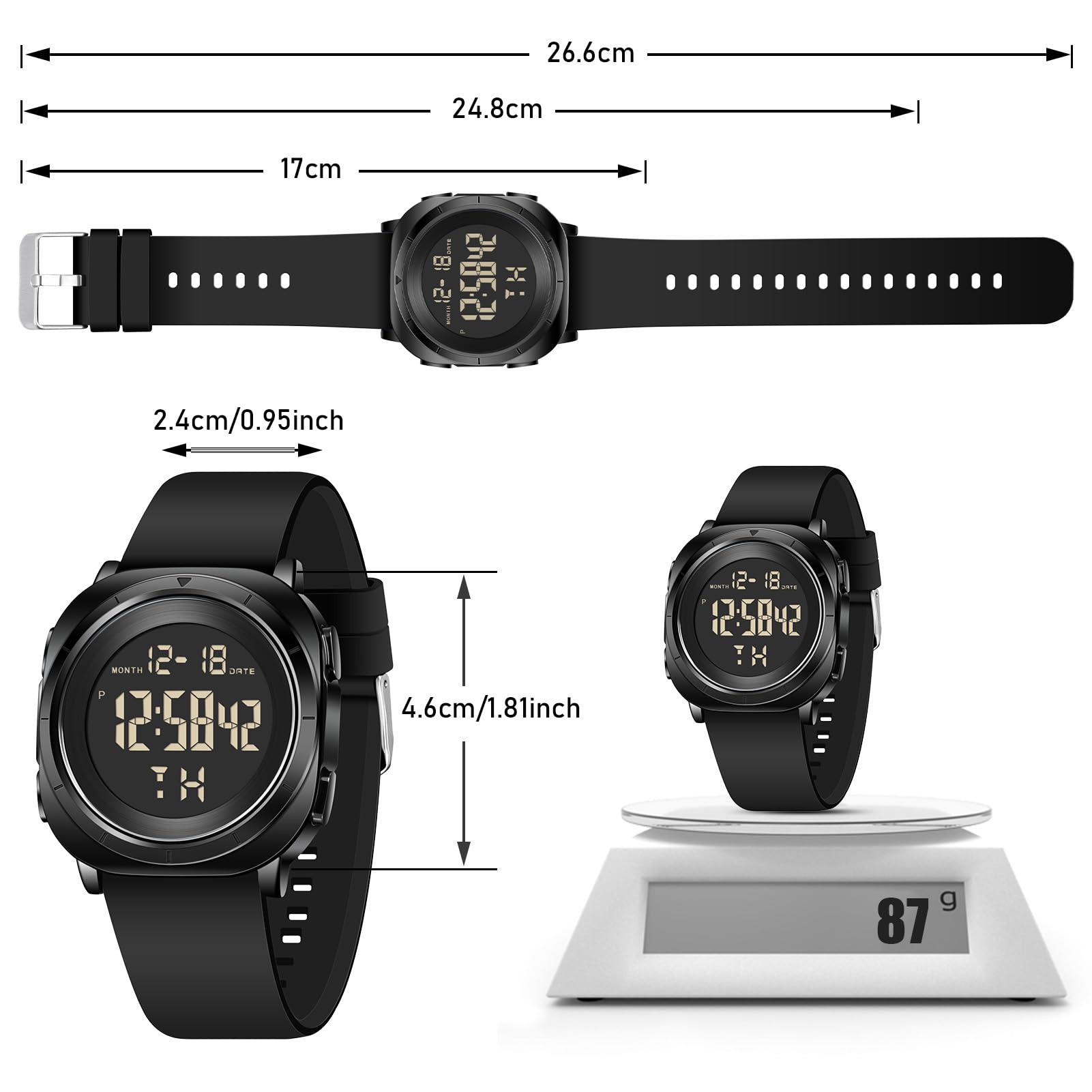 Mens Gold Digital Waterproof Running Wrist Watch for Men Military Sports Tactical Dive Cheap Men's Wrist Watches Digital Black and Silver