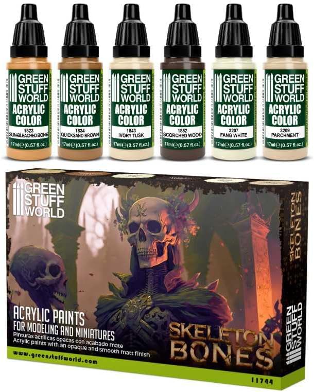 Green Stuff World for Models and Miniatures Paint Set – Skeleton Bones 11744