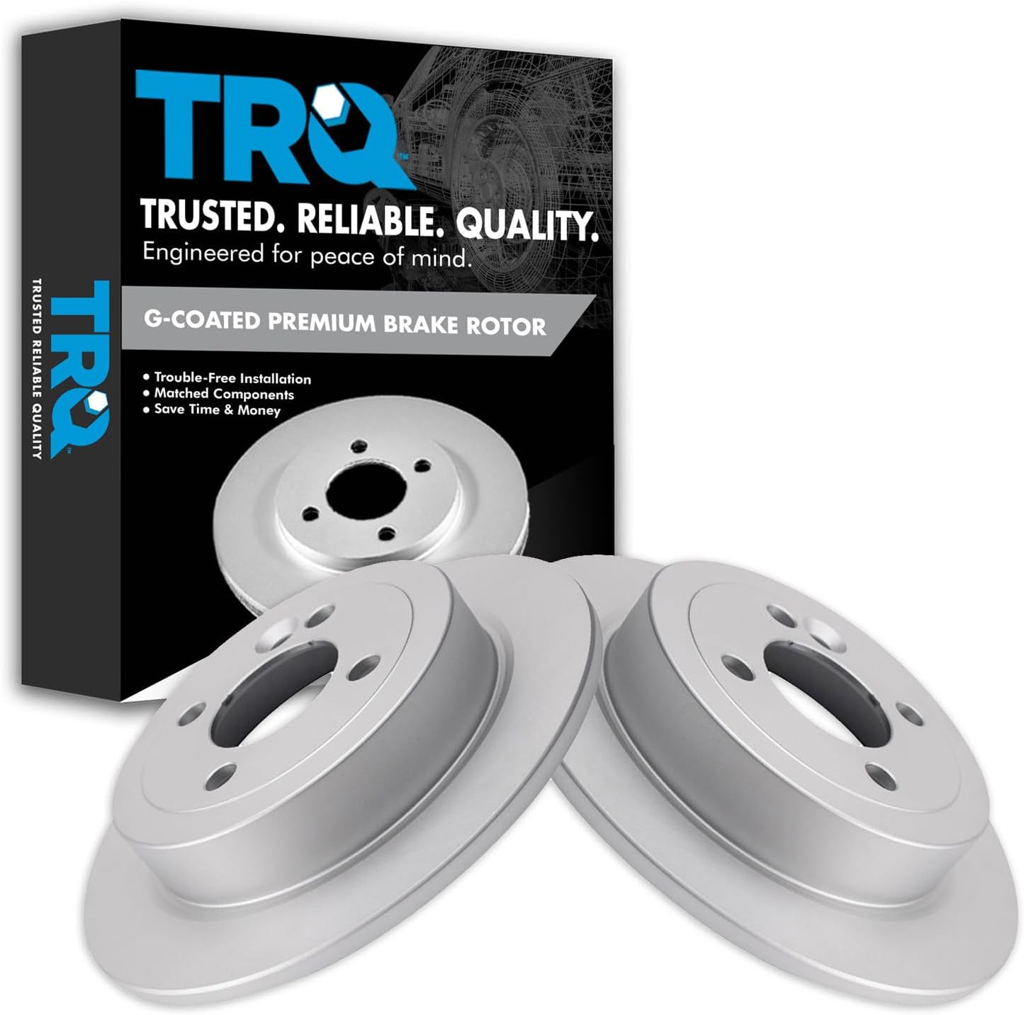 TRQ Rear Brake Rotor Set Compatible with 2002-2006 Mini Cooper