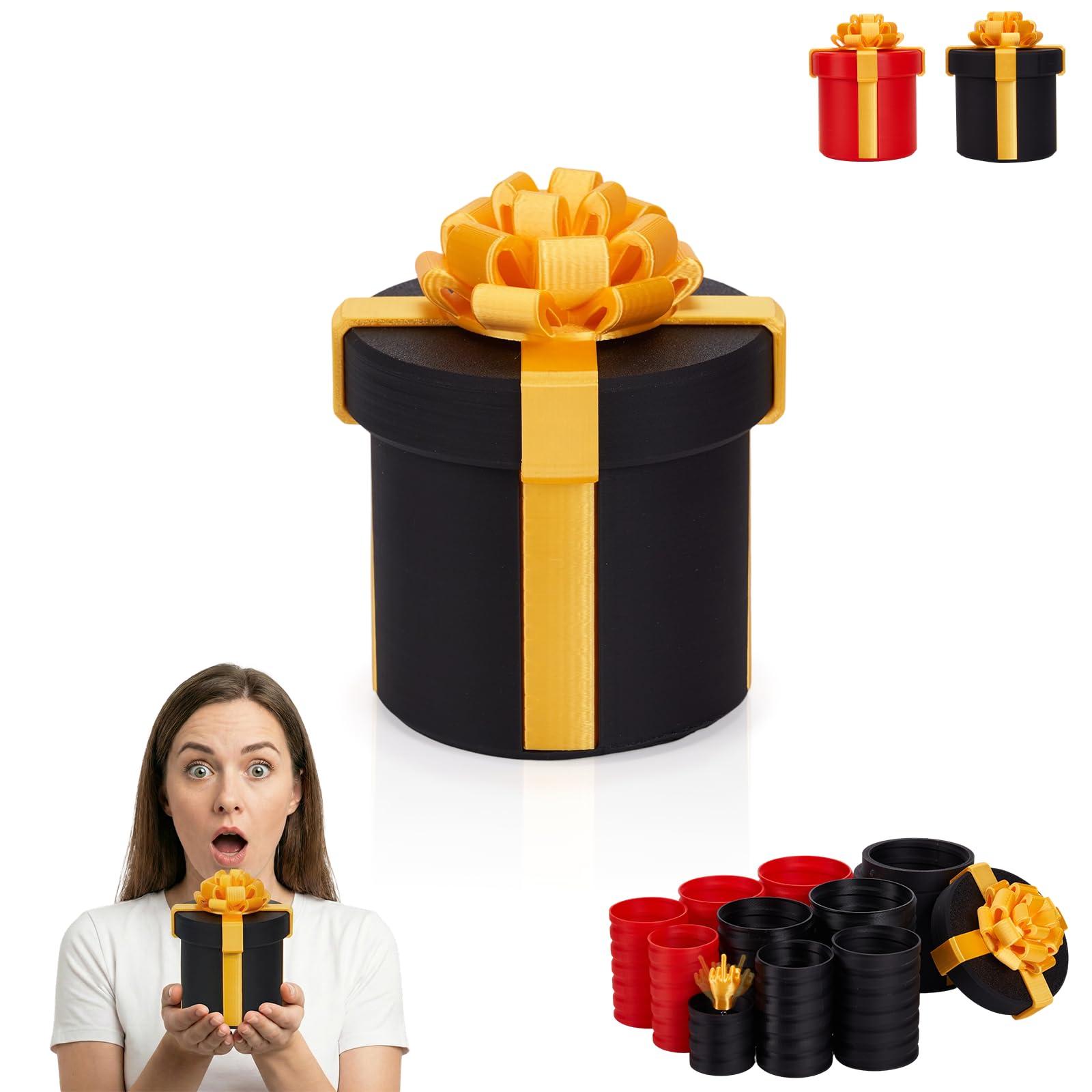 4.72 in Gotcha Box Prank with Surprise Finger, Annoying Nested Screw Gift Box with Finger, 3D Printed Annoying Gift Box with Pop Up Fingers, Funny Gifts for Kids