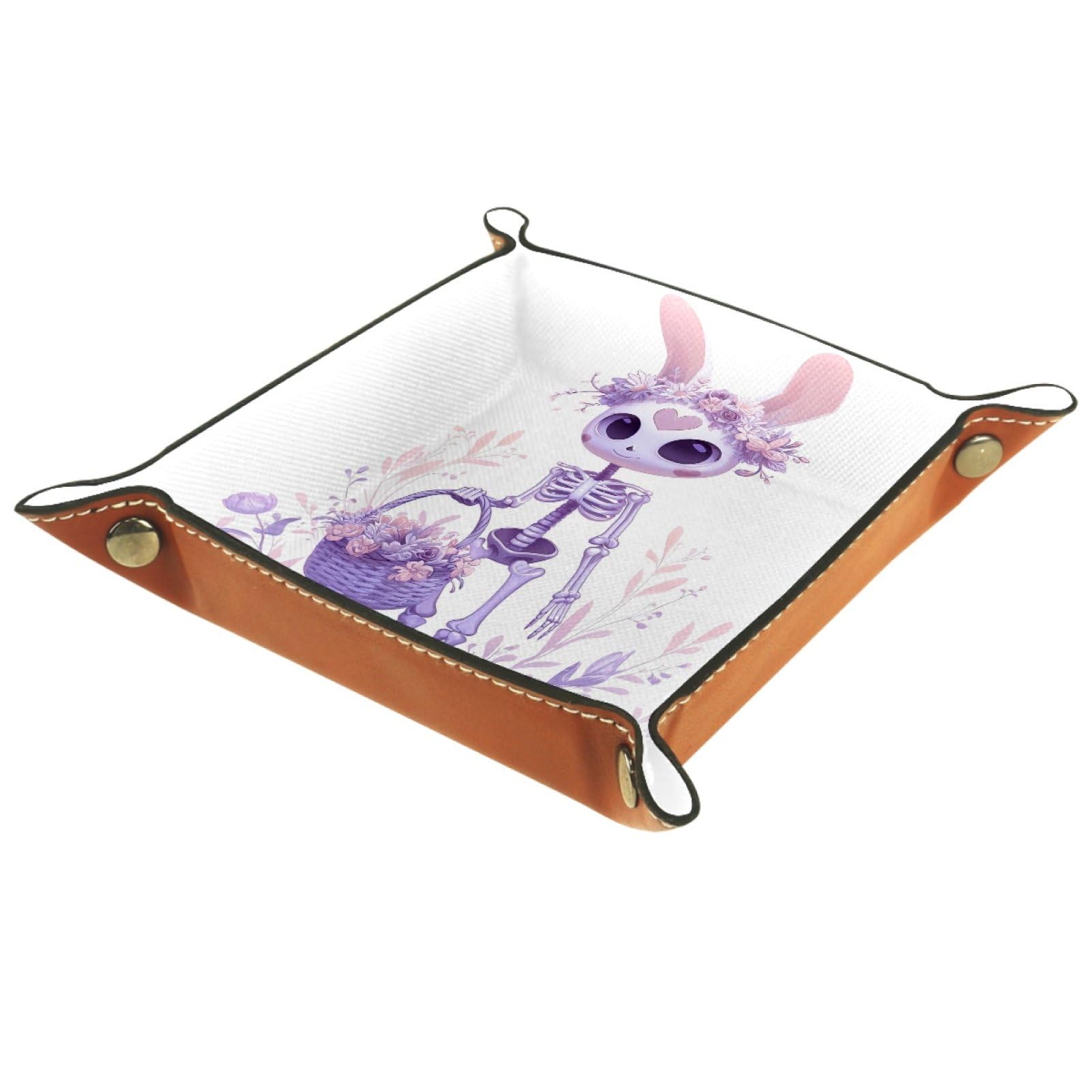 VAPOKF Skeleton Rabbit Dice Tray, Folding Microfiber Leather Dice Holder for Dungeons and Dragons RPG Dice Gaming D&D and Other Table Games