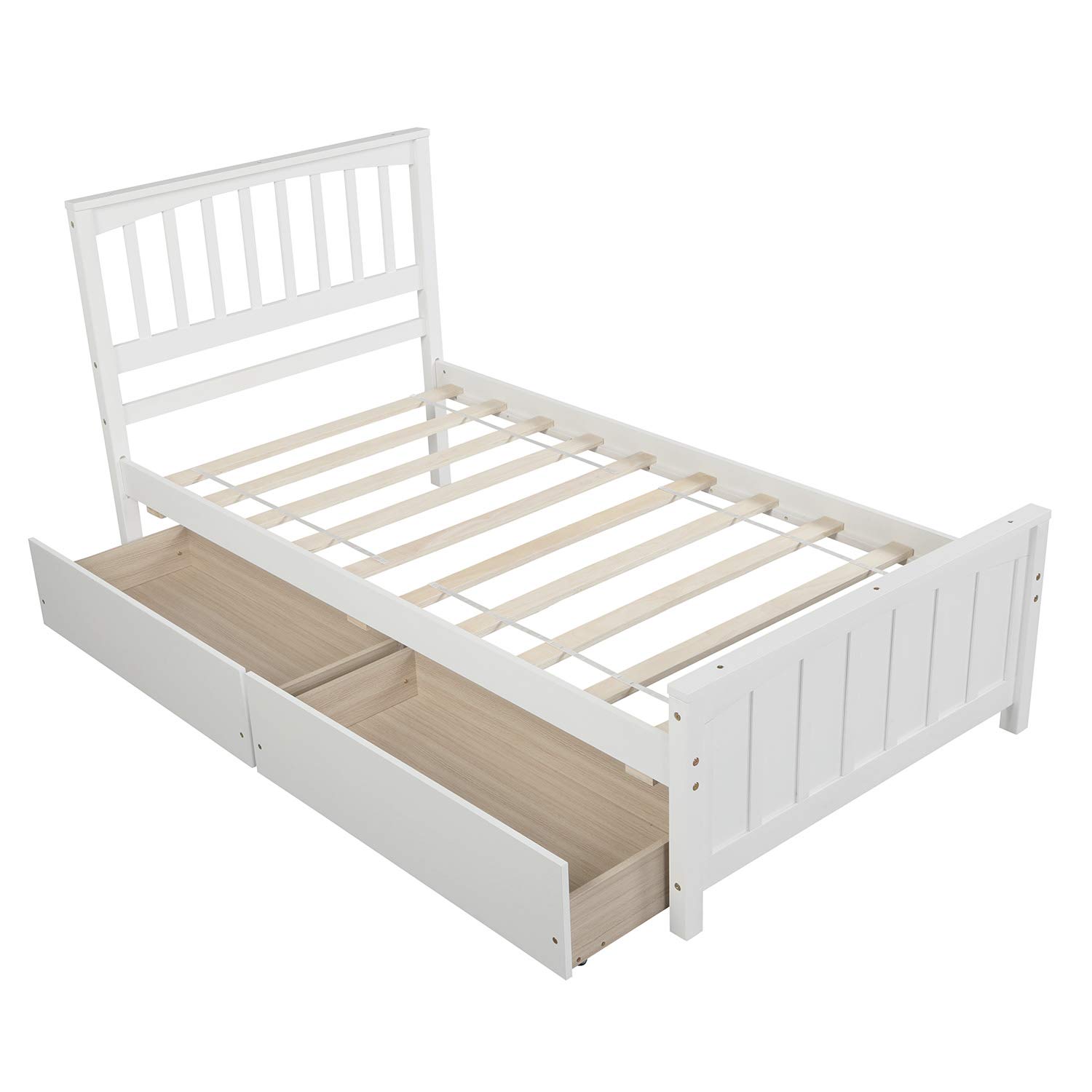 Merax Twin Size Platform Bed with Two Drawers