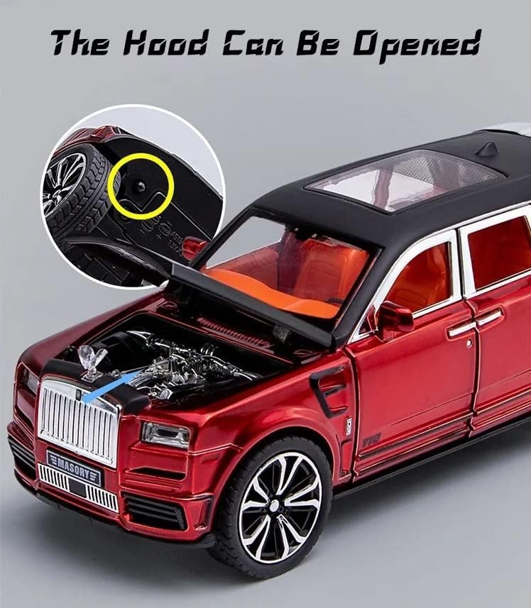 Image of Invite Enterprise 1:24 Rolls Royce Cullinan Masory Toy Car Metal Pull Back Diecast Car With Openable Door And Sound Light, Gifts Toys For Kids? Red - Color ?