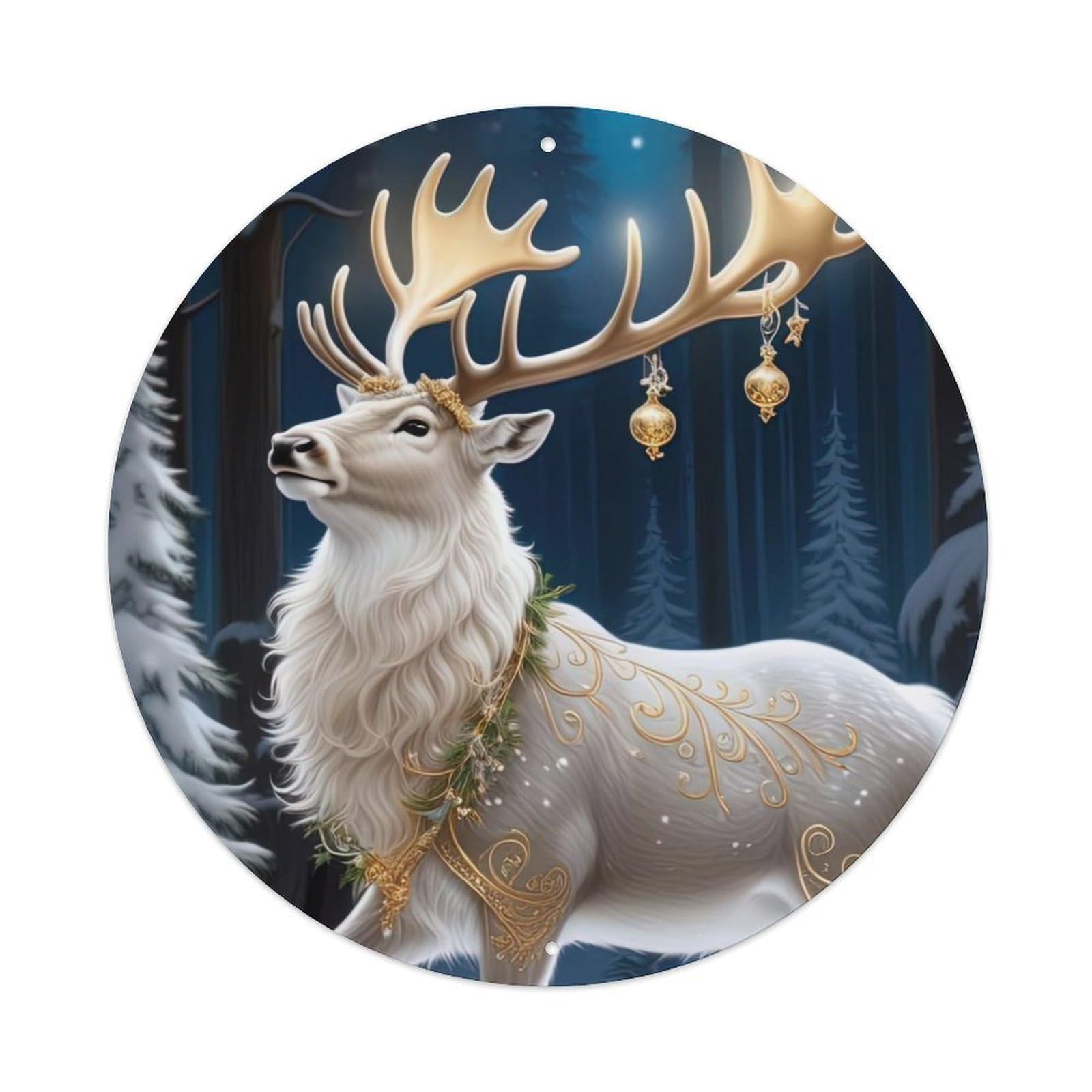 Animal Artwork Magical White Elk Vintage Metal Tin Sign Plaque Wall Decor for Cafe, Club Bar, Office, Garden Metal Poster 8x8Inch