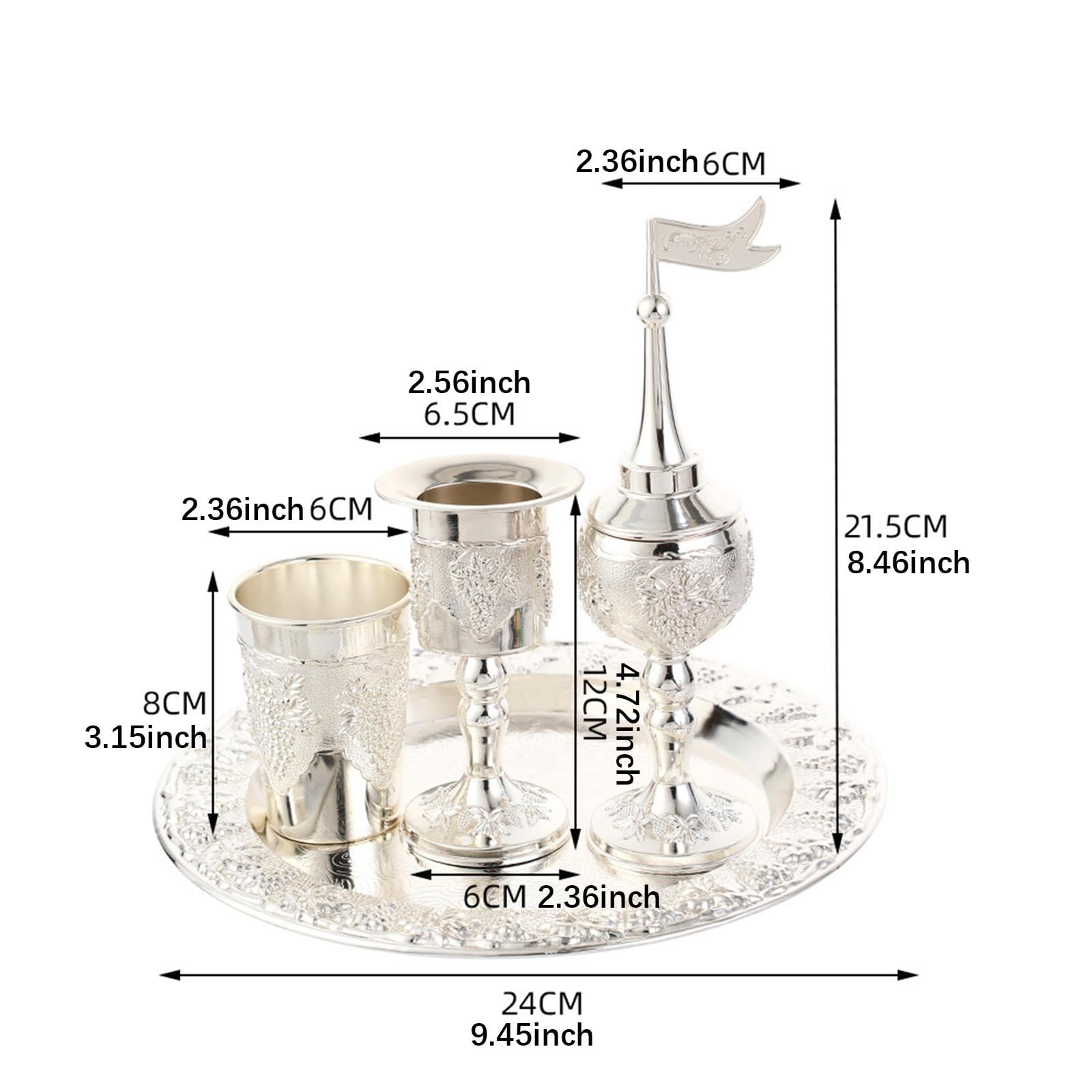 KESOTO Set di Decanter E Bicchieri per Vino, Calici da Vino in Metallo, Ornamenti retrò, Decorazioni, Decanter E Bicchieri, per Feste, Cene E FESTIVITÀ