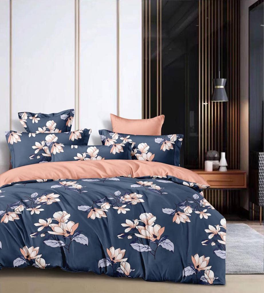 KFB Glace Cotton 120TC Bedsheet for Double Bed with 2 Pillow Covers (86X100 Inches_KFB 8)