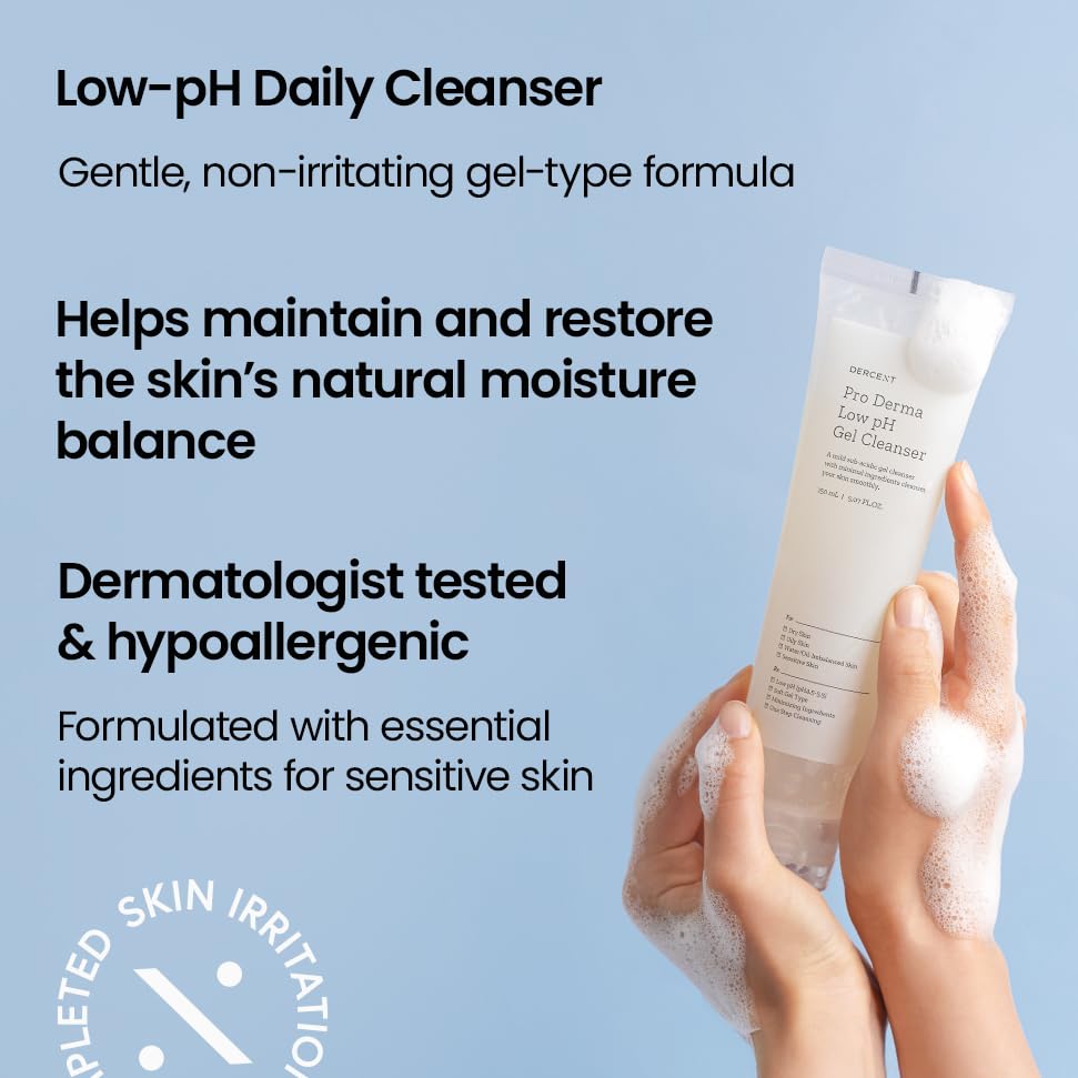 Korean Face Wash Derma Low.pH Gel Cleanser 150ml (5.07 FL.OZ), Face Cleanser, Makeup Remover, Korean Skincare (Pack of 1)