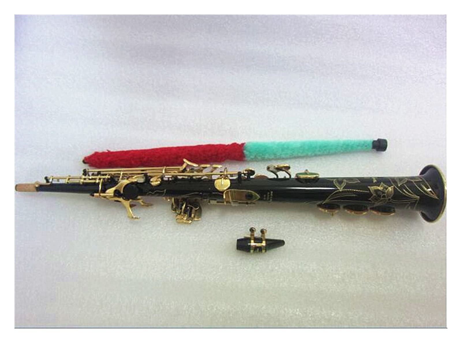 Sax Principianti Kit Sassofono Saxophone Dritto Strumento Musicale in Oro Nero B Sax Piatto Saxophone Lussuoso Intaglio con Custodia Strumento a fiato