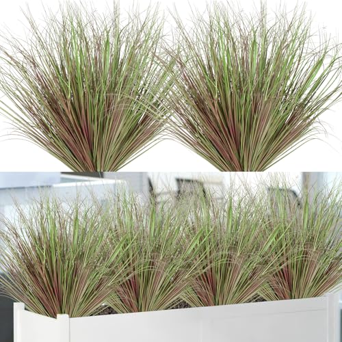 Betylifoy Artificial Grass Plants Outdoor 20PCS UV Resistant Faux Wheat Grass Fake Shrubs Purple Green Onion Grass Artificial Greenery Stems for Indoor Outdoor Office Home Decor image 6