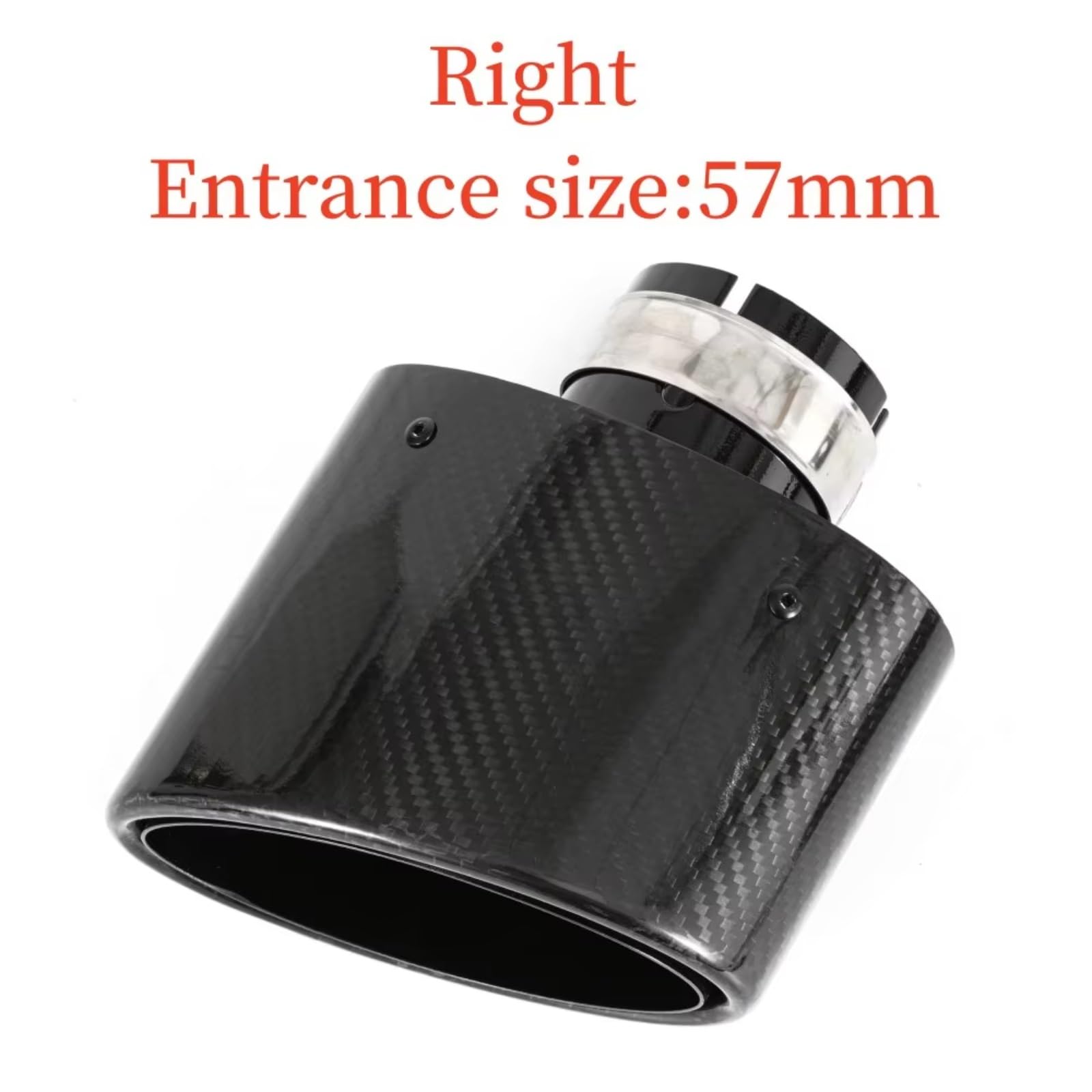 Terminal Escape Tubo Silenciador Universal Con Punta Escape Fibra Carbono Brillante Ovalada Salida 150MM 1 Pieza(Left 60MM)