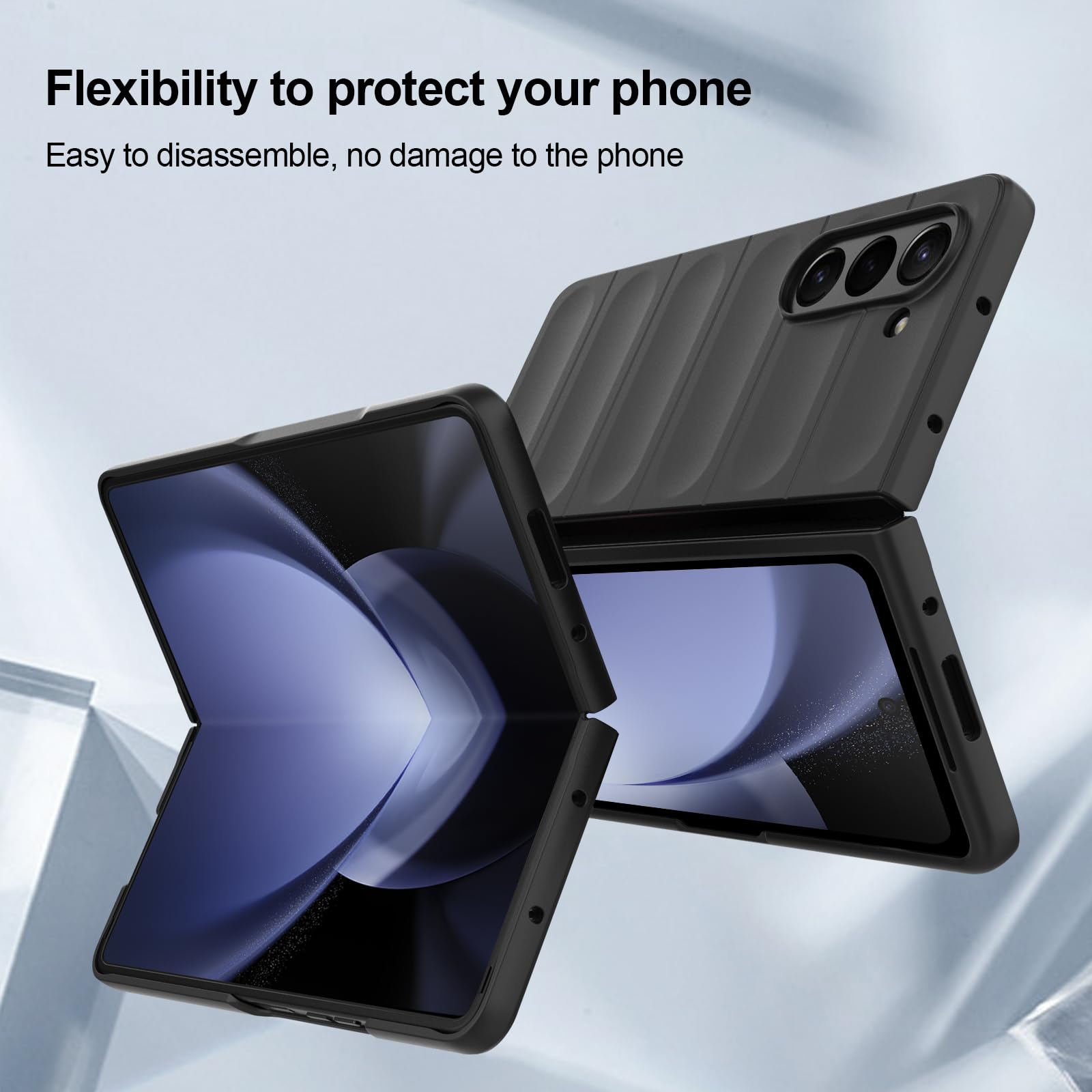 Cover per Samsung Galaxy Z Fold 5, Custodia Rigida in PC Ultra Sottile e Antiurto, Custodia Antigraffio con Protezione della Fotocamera per Samsung Galaxy Z Fold 5, Nero - 5
