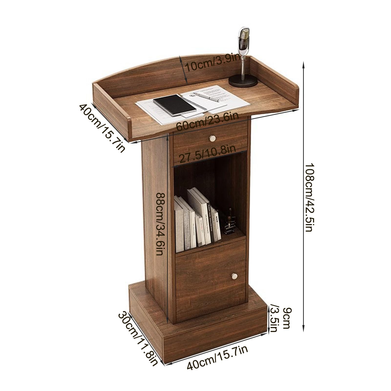 Drewniany pulpit na stojaku, podest kaznodziejski,Red