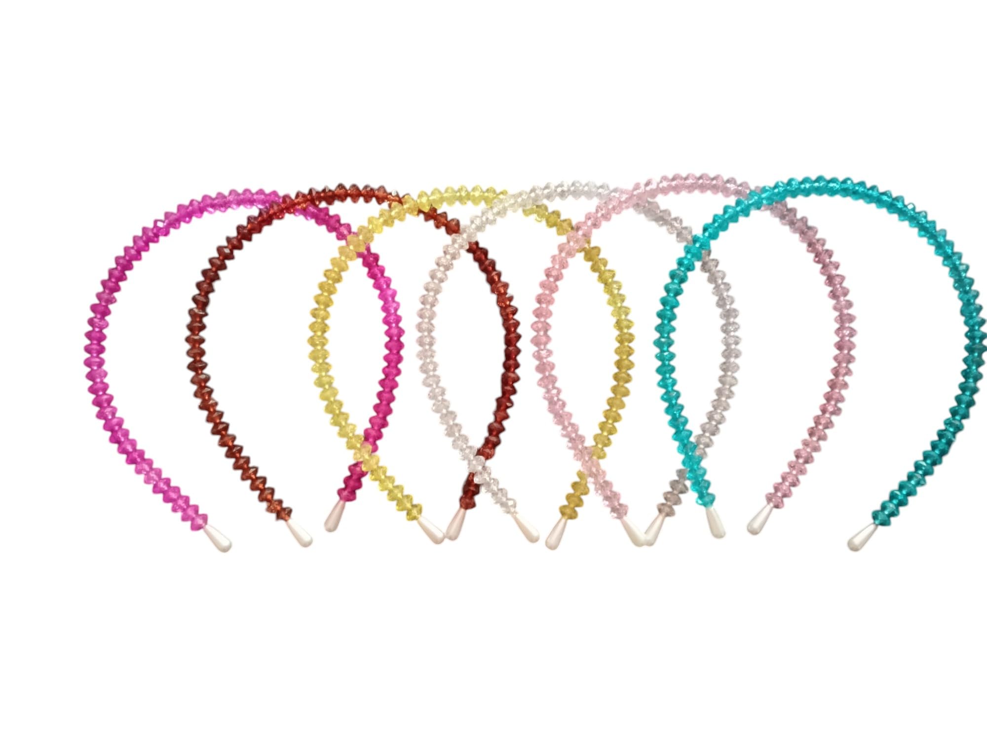 Rhinestone Crystal Beads Hairband Hoop Accessories for Women (Random Colors, Set of 6)-image-32