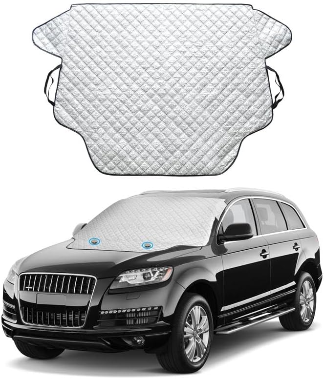 EcoNour PEVA Magnetic Windshield Snow Cover Features 4-Layer Thickness to Protect from Snow, Ice, and Frost | Car Cover for All Weather Protection Fits Most Cars | X-Large (74x49 inches)