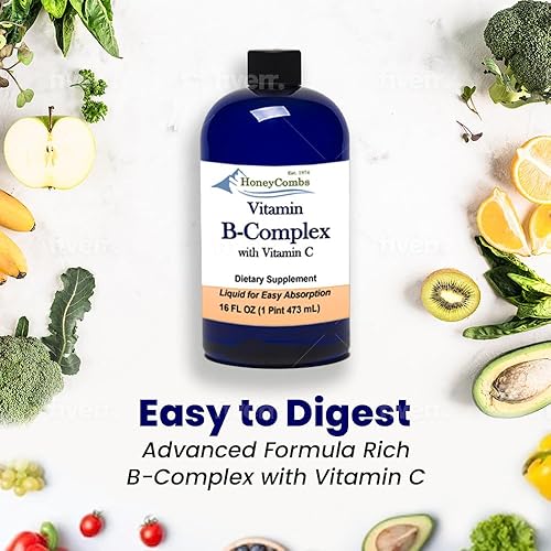 Miniatura 7 de HoneyCombs Gotas de complejo de vitamina B – Suplemento líquido con vitamina B1, B2, B3, B5, B6, B7, B9, B12 y vitamina C – Vitaminas del complejo