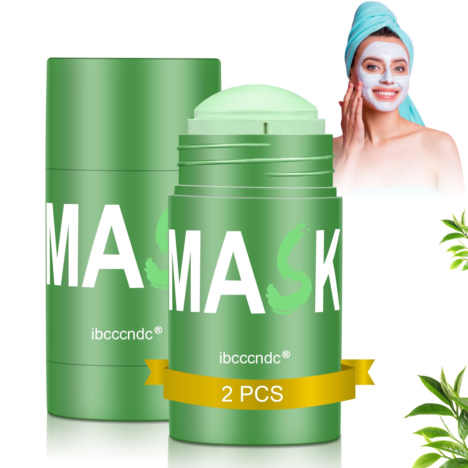 Green Tea Deep Clean Mask, Blackhead Remover with Green Tea Extract, Deep Cleansing Mask Stick For Purifying, Moisturizing, Oil Control Reduce For Women and Men,All Skin Types,2PCS
