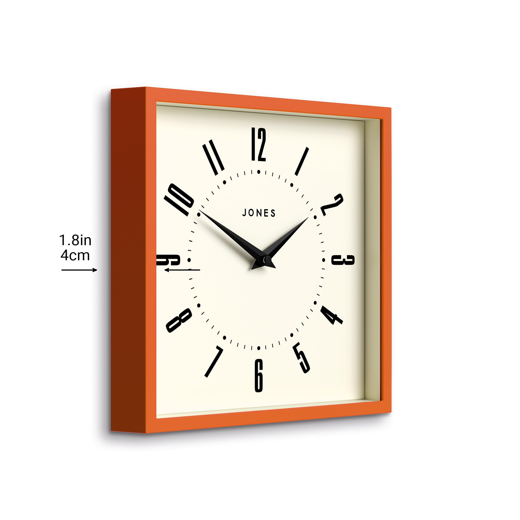 Jones Clocks® Box wall clock, Orange, 25 x 25 x 4 cm - Image 4
