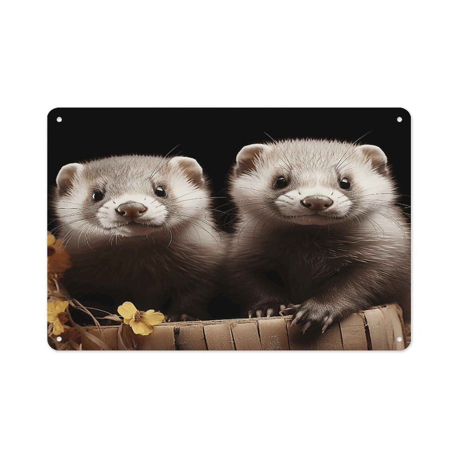 VstaDank Metal Aluminum Ferrets Sign Wall Decor Vintage Metal Sign Plaque Boho Wall Hanging Decor Sublimation Picture Panel Personalized Plaque Poster 8x12in