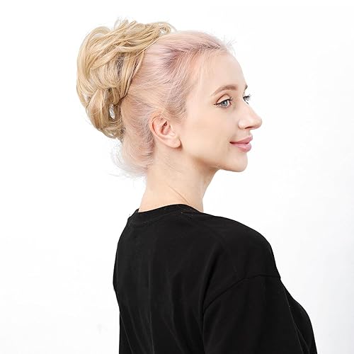 Miniatura 7 de Moño de cabello despeinado castaño, moños desordenados falsos sintéticos, moño rizado, moño recogido y moño, extensiones de cabello envolvente para