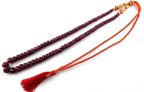 Miniatura 3 de Collar de cuentas de corindón de rubí natural de 1 hebra de 6 a 0.413 in, collar de cuentas ajustable de 16 pulgadas de largo