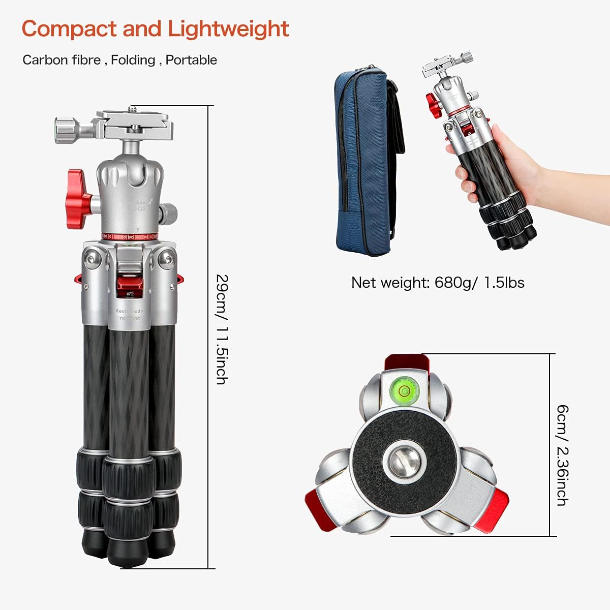 Exсluѕіvе Dіѕсоunt 70% Prісе Koolehaoda Portable Carbon Fiber Mini Tripod with 360° Ballhead Lightweight Compact Tabletop Tripod Max Load 22lbs/10kg for DSLR Camera,Weighs only 1.5 pounds - (TKS-253C)