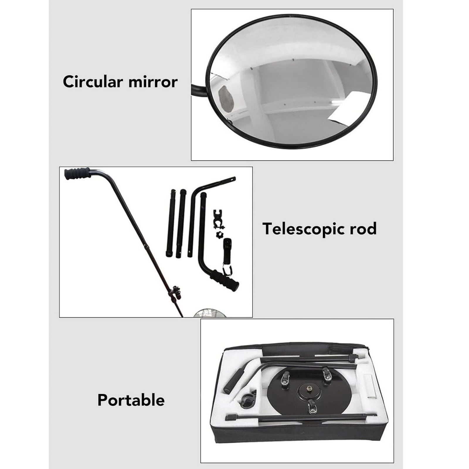 Espejo De Inspección De Bajos De Vehículos con Luz Led, Escalable, Ajustable, Control De Seguridad, Búsqueda Convexa para Equipos De Camiones.