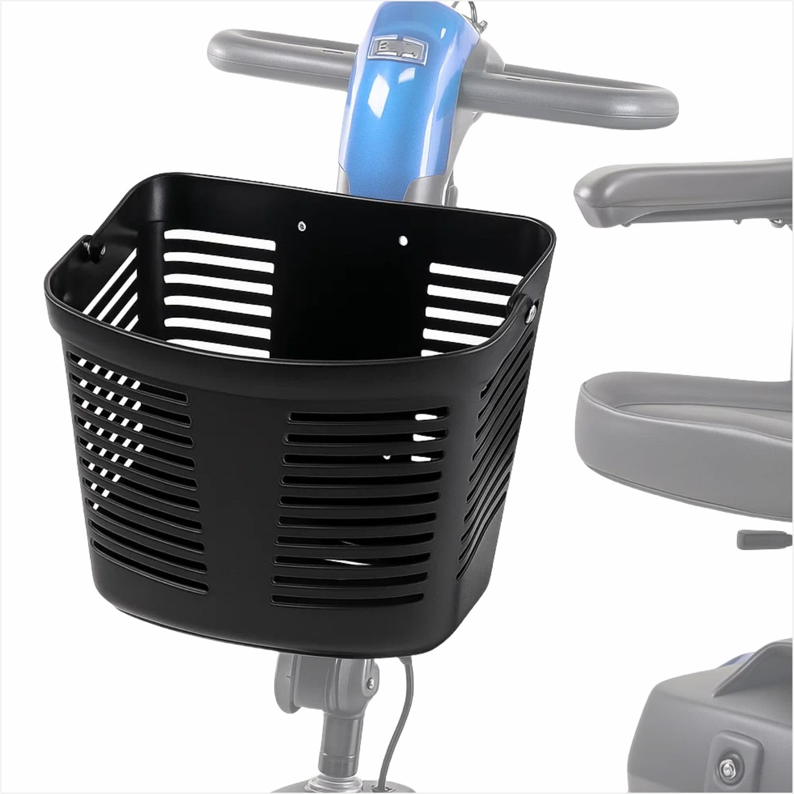 Front Basket Assembly for 3 & 4 Mobility Scooters, Easy Mount Storage Accessory for Electric & Elderly Scooters, 10" L x 8" W x 9" H