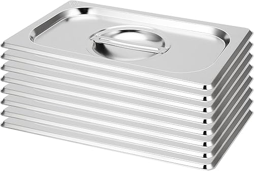 KOHAND Paquete de 8 tapas de mesa de vapor de tamaño 14, cubierta de sartén de hotel con asa, tapa de acero inoxidable para sartén de vapor de
