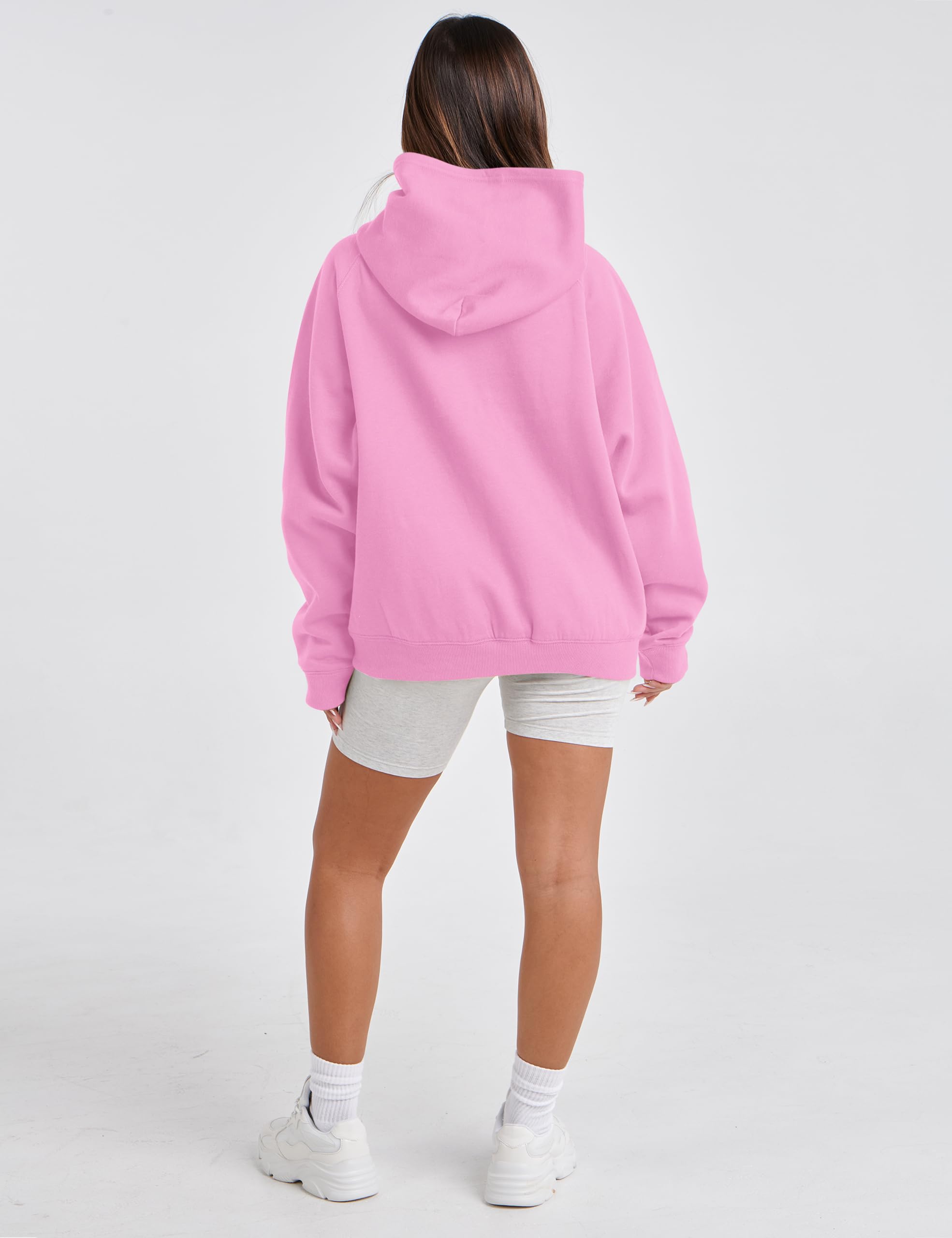 Damskie ponadwymiarowe bluzy z kapturem polarowe długie raglanowe rękawy solidna podstawowa wygodna bluza z kapturem na co dzień bluza z kapturem z kieszenią