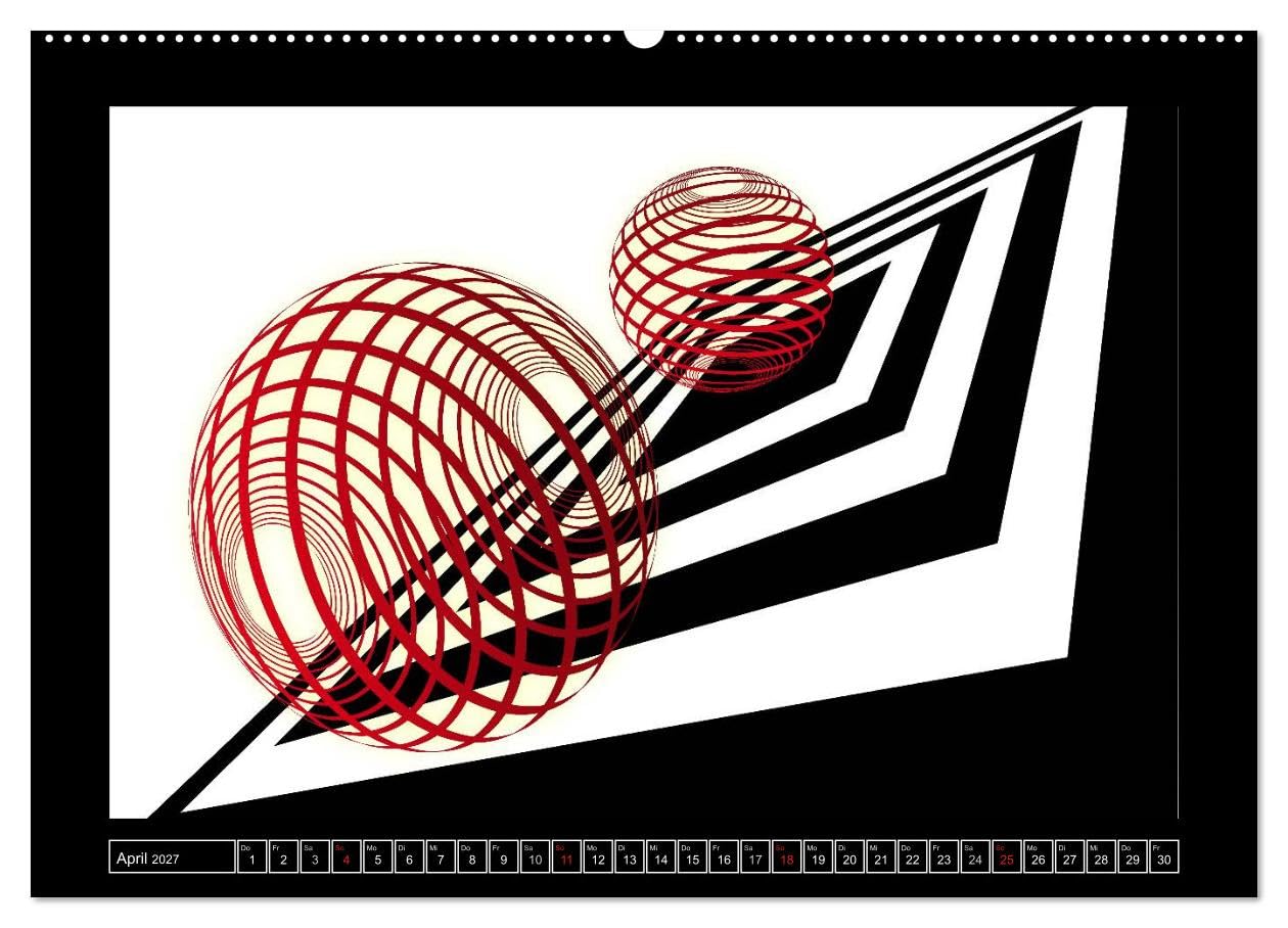 CALVENDO - SCHWARZ, WEIß, ROT (Wandkalender 2027 DIN A2 quer), Monatskalender: Design in schwarz, weiß, rot