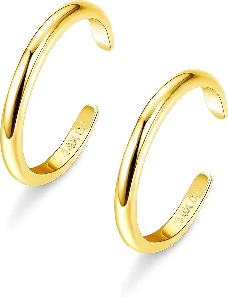 HAIAISO 14K Gold Plated Toe Rings Adjustable Toe Ring for Women Thin Toe Rings Open Band Toe Ring Summer Beach Foot Jewelry Set