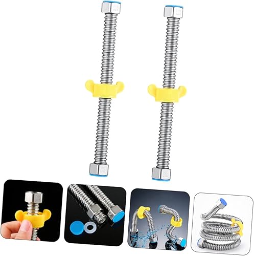 Miniatura 7 de DOITOOL 2 mangueras de calentador de agua, conectores flexibles de agua corrugado de acero inoxidable resistente, líneas de suministro de agua de 12