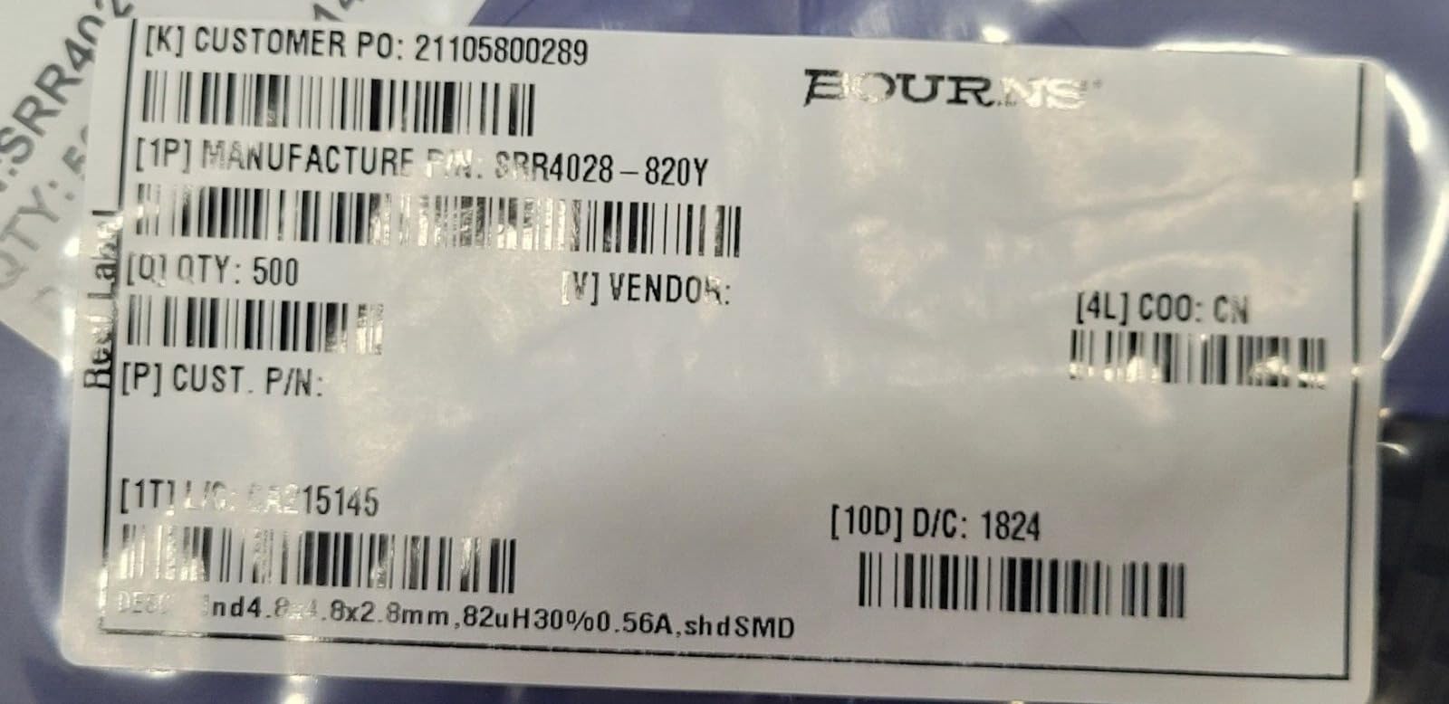 Generic (1 PCS) SRR4028-820Y Compatible with BOURNS Fixed IND 82UH 560MA 520MOHM