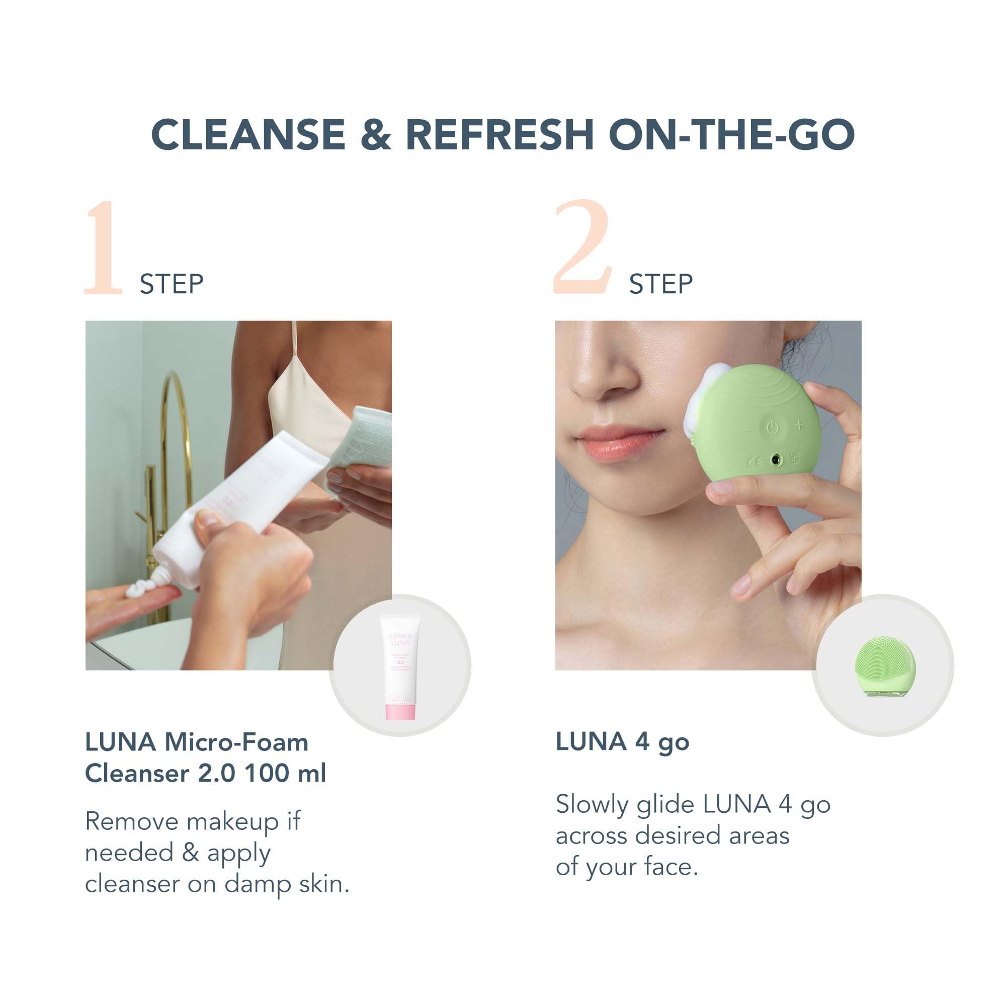 FOREO LUNA 4 go Face Cleansing Brush & Firming Massager | Premium Face Care | Enhances Absorption of Facial Skin Products | Simple Skin Care Tools | For All Skin Types