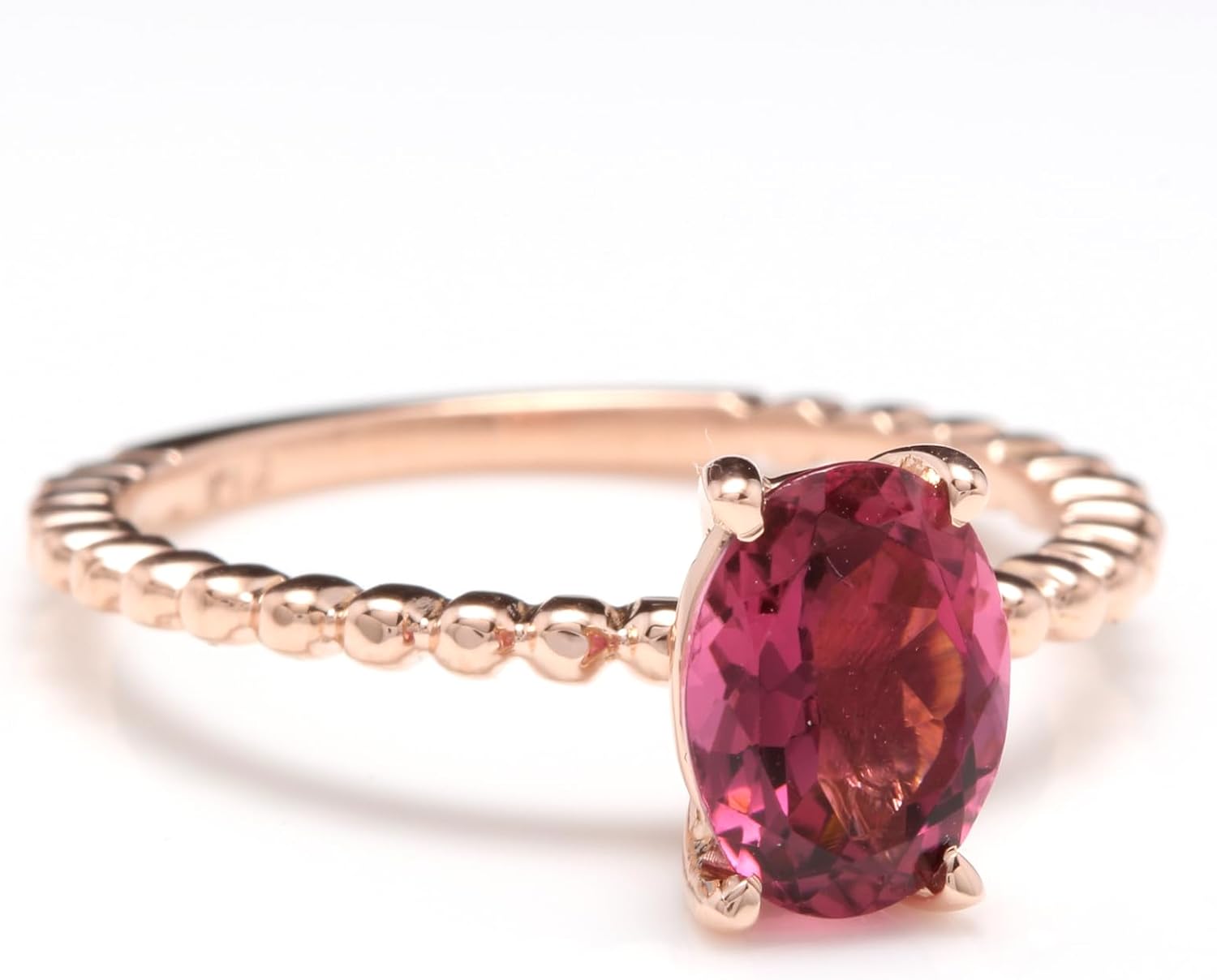 1.40 Carats Exquisite Natural Tourmaline 14K Solid Rose Gold Ring