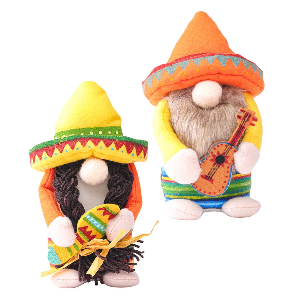 SOIMISS Holiday Gnome With Ukulele Tomte Swedish Tomte Scandinavian Gnomes Nordic Gnome Elf Figurine Mexican Fiesta Party Decorations For Home Fireplace Desktop Yellow 2pcs