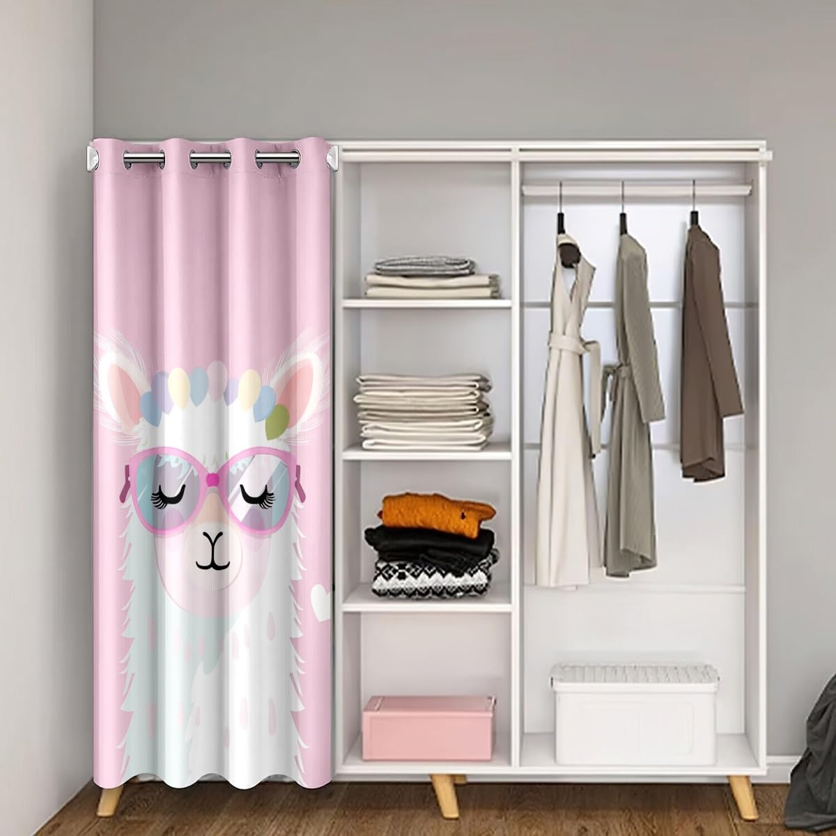 Loussiesd Niedlicher Lama Türvorhang 106x203 Cm – Raumteiler Mit Alpaka & Kaktus Design, 100% Polyester, Umkehrbar