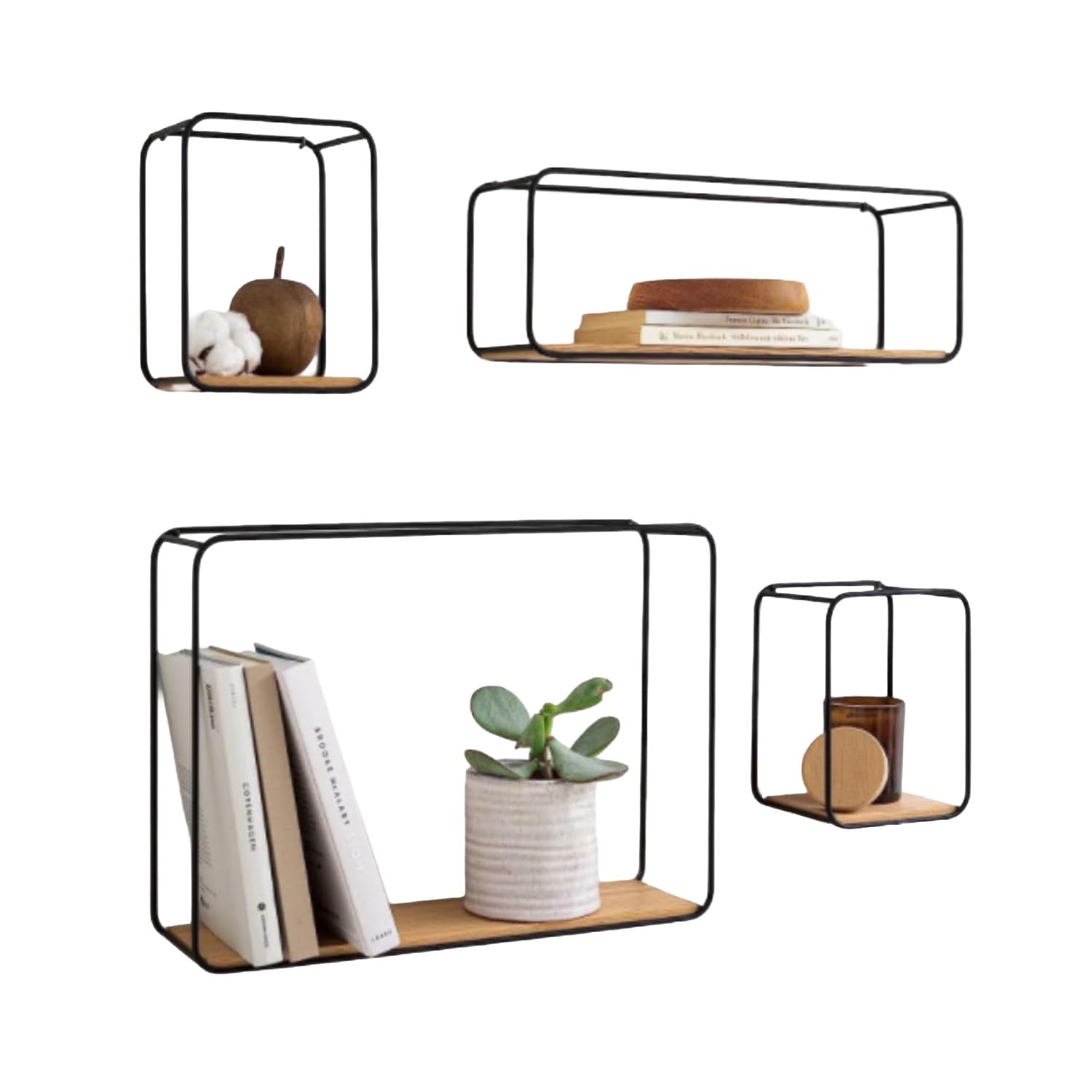 Estantes de pared de MDF Wintem que ahorran espacio con acero negro