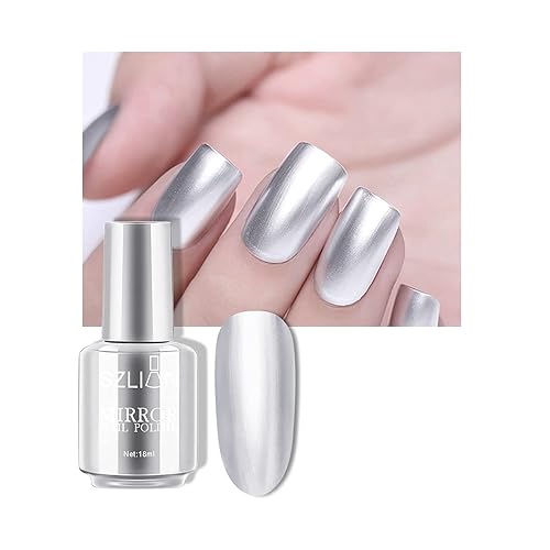 KYDA Esmalte de uñas de espejo de 0.6 fl oz, esmalte de uñas colorido brillante para arte de uñas, pegamento de uñas con efecto espejo duradero,
