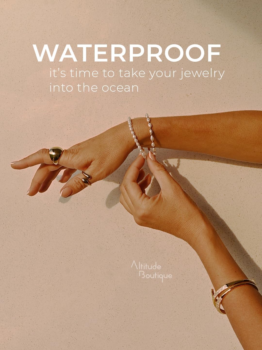 Altitude Boutique Freshwater Pearl Bracelet for Women | Cultured White 6-7mm Pearls | 18K Gold or Silver Plated Stainless Steel Chain, Durable, Hypoallergenic, Classic Design - Image 4